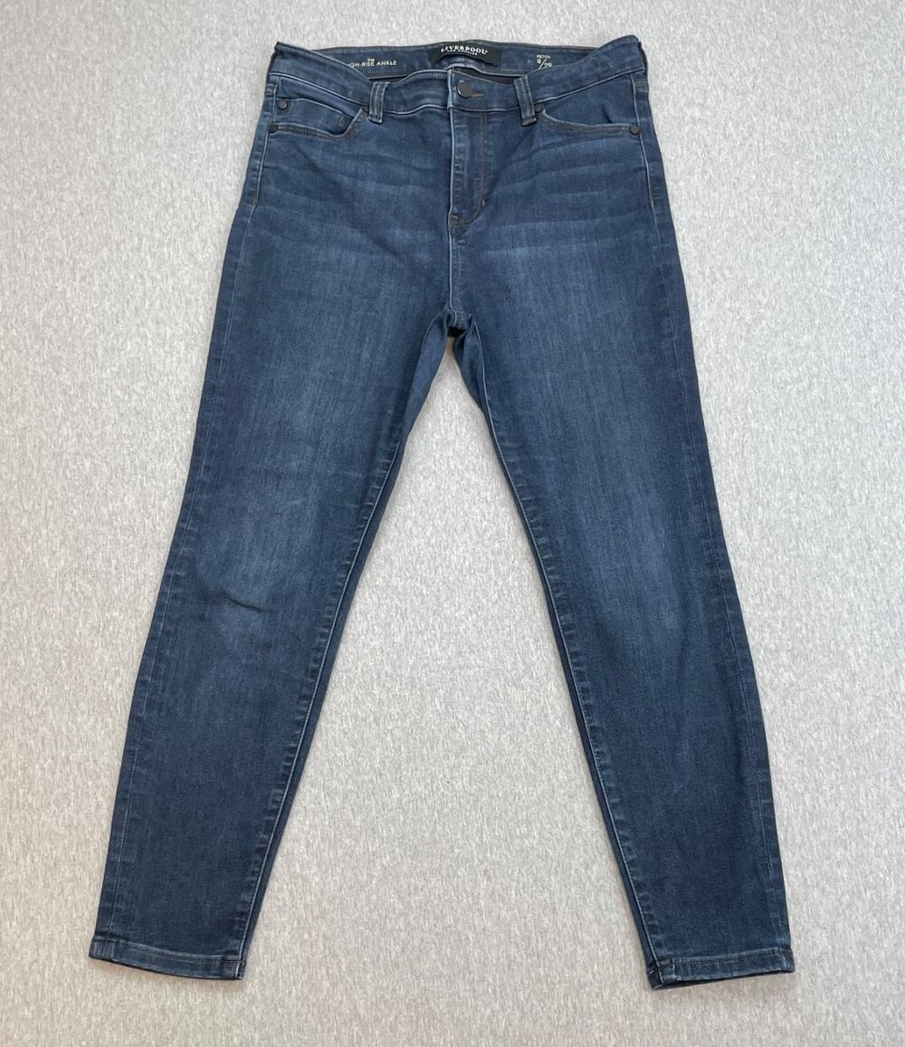 Liverpool Jeans Womens 8P/29 Blue Cotton‎ Blend Stretch High-Rise Ankle